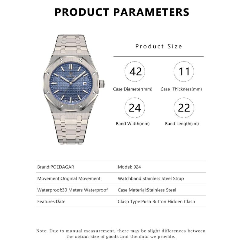 POEDAGAR Модные мужские часы оригинальные водонепроницаемые наручные часы из нержавеющей стали с подсветкой даты минеральное стекло дата трендовые часы для мужчин