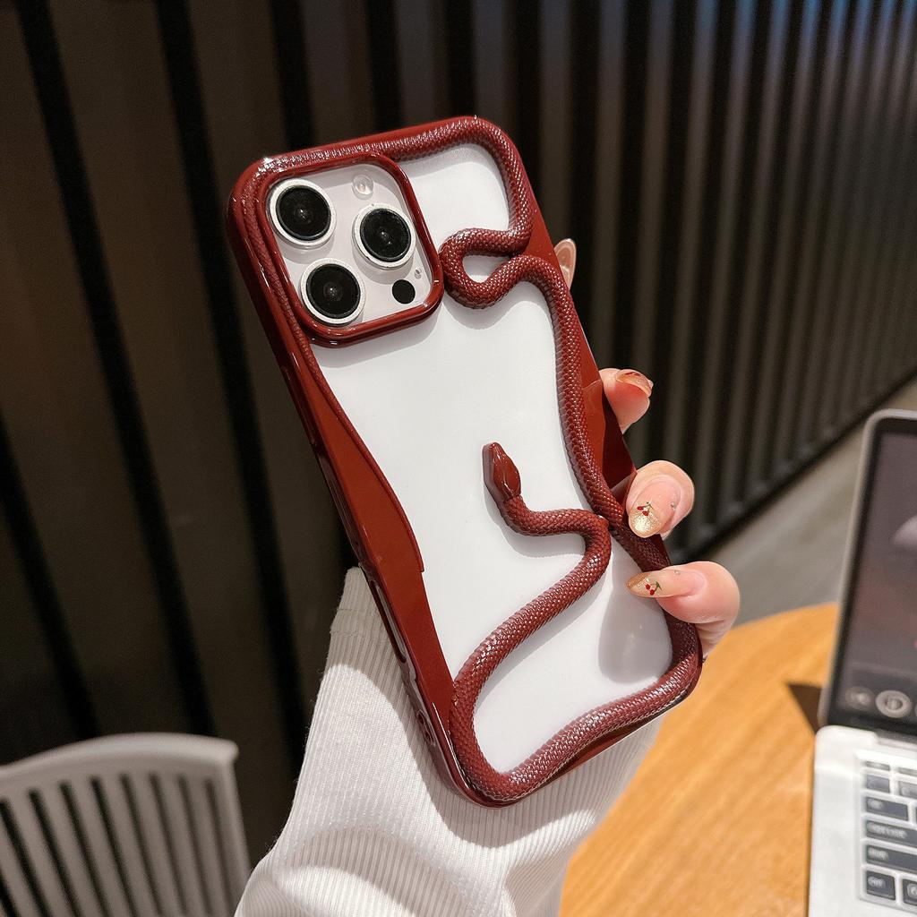 Глянцевый лакированный полый кейс-радиатор «Змея» для iPhone17Pro Apple 15 чехол для мобильного телефона 13/14 защитный чехол