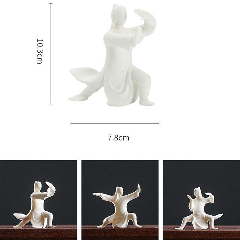 Керамические фигурки Тай Чи, украшение для офиса, рабочего стола, чайный столик, белый фарфор, украшения в стиле дзен, бонсай, цветочный горшок, поделки