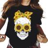 Harajuku Women's T-shirt Fashion Horror Skull Print Personality T-shirt Daily Casual Short Sleeved Unisex Top