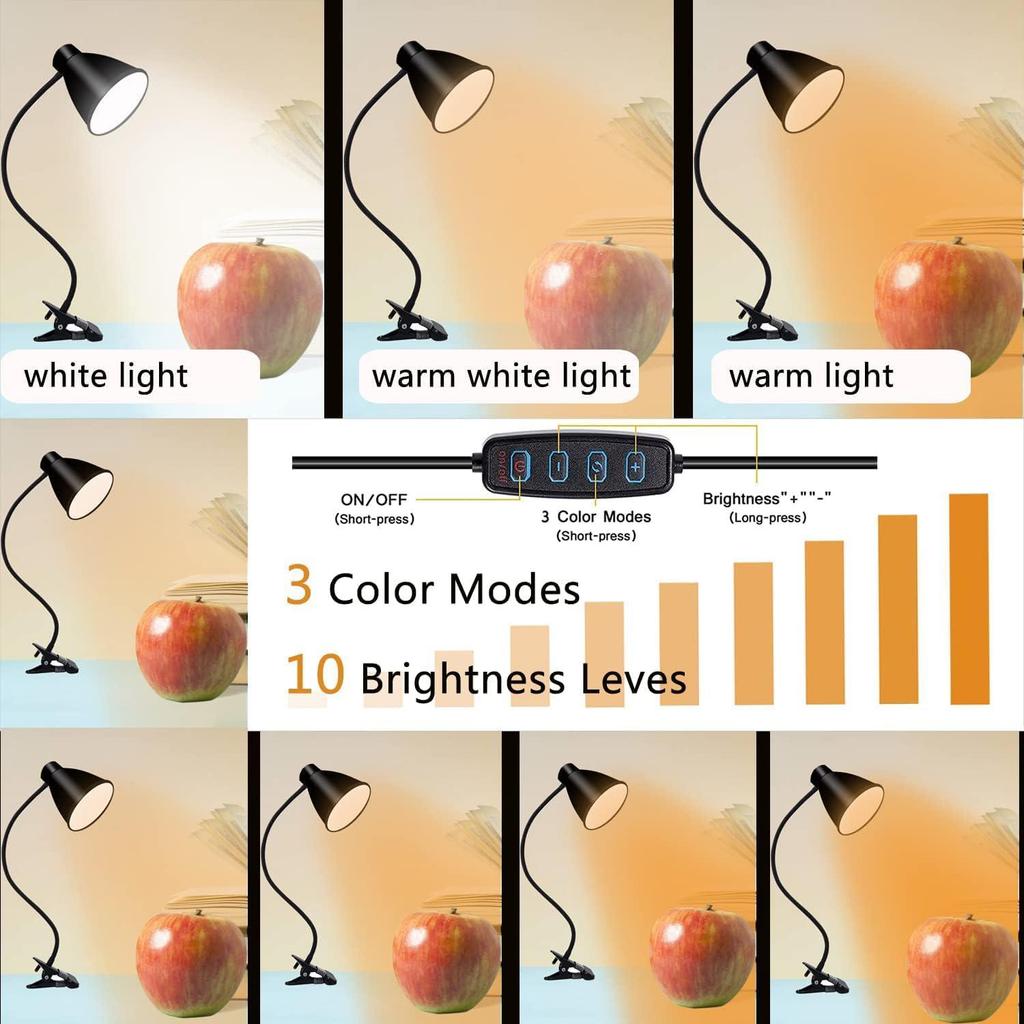 SB Гибкая светодиодная лампа для чтения, настольная лампа с зажимом, настольная ночная лампа для спальни, кабинета