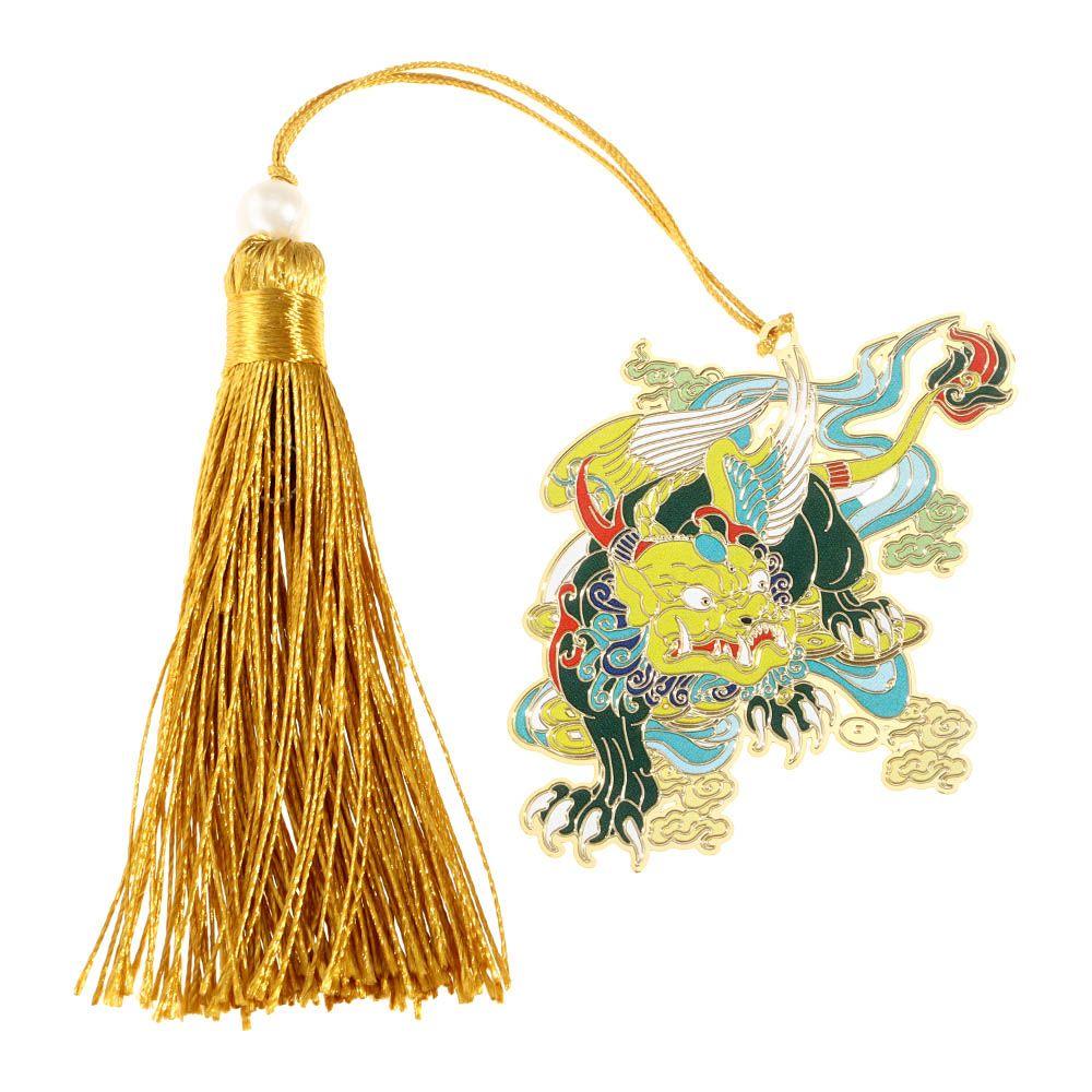 New Chinese Style Retro Mythical Bookmark With Tassel Creative Metal Hollow Dragon Tiger Book Clip Student Gift Office Supplies