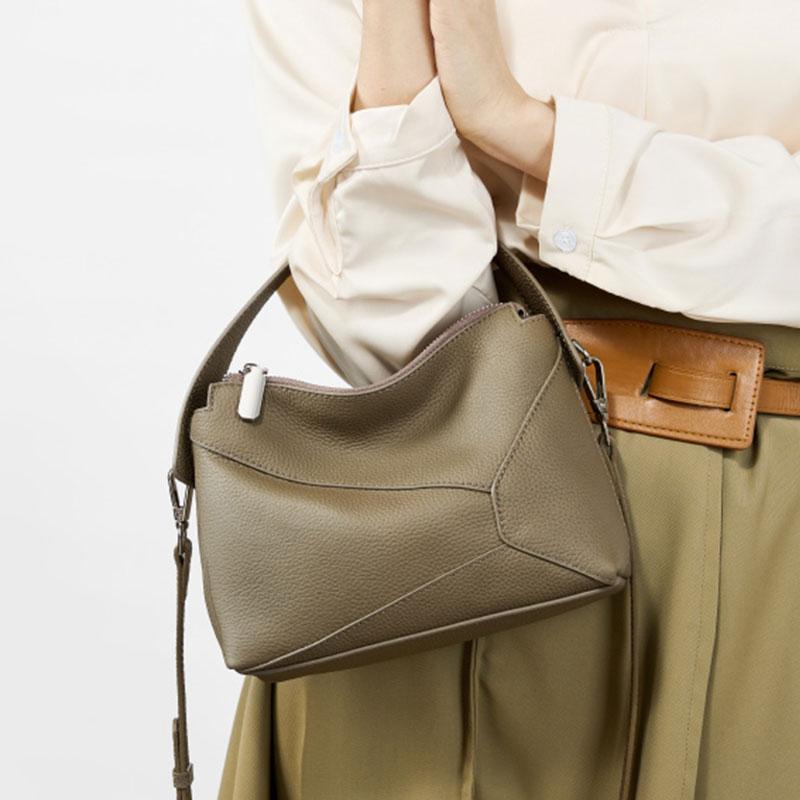 100% Genuine Leather Women's Bag Luxury Designer Handbag Women Fashion Geometric Splicing Shoulder Bag Cowhide Crossbody Bags