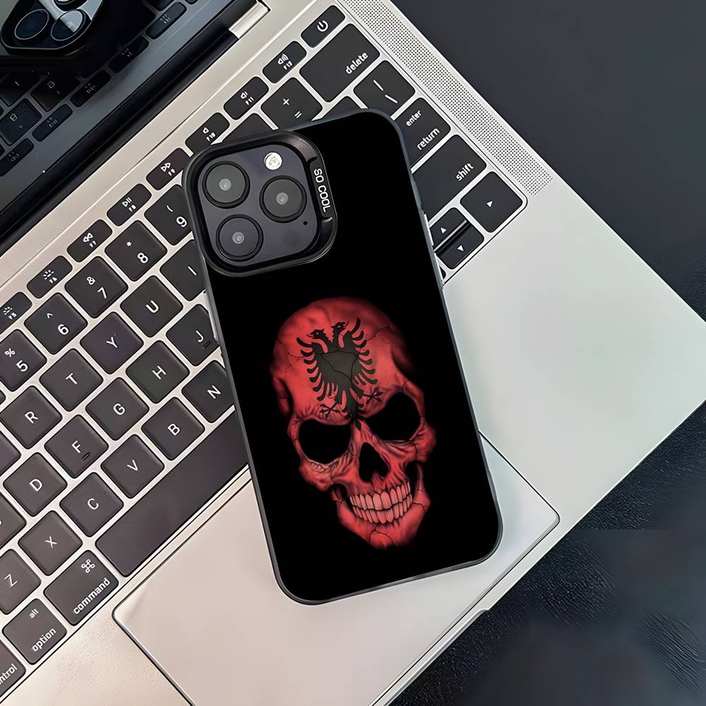 Чехол для телефона с флагом Албании A-Albanias для iPhone 17,16,15,14,13,12,11,Pro,XS,Max,Plus,Mini,SE4,E Черный Матовый Ударопрочный Чехол