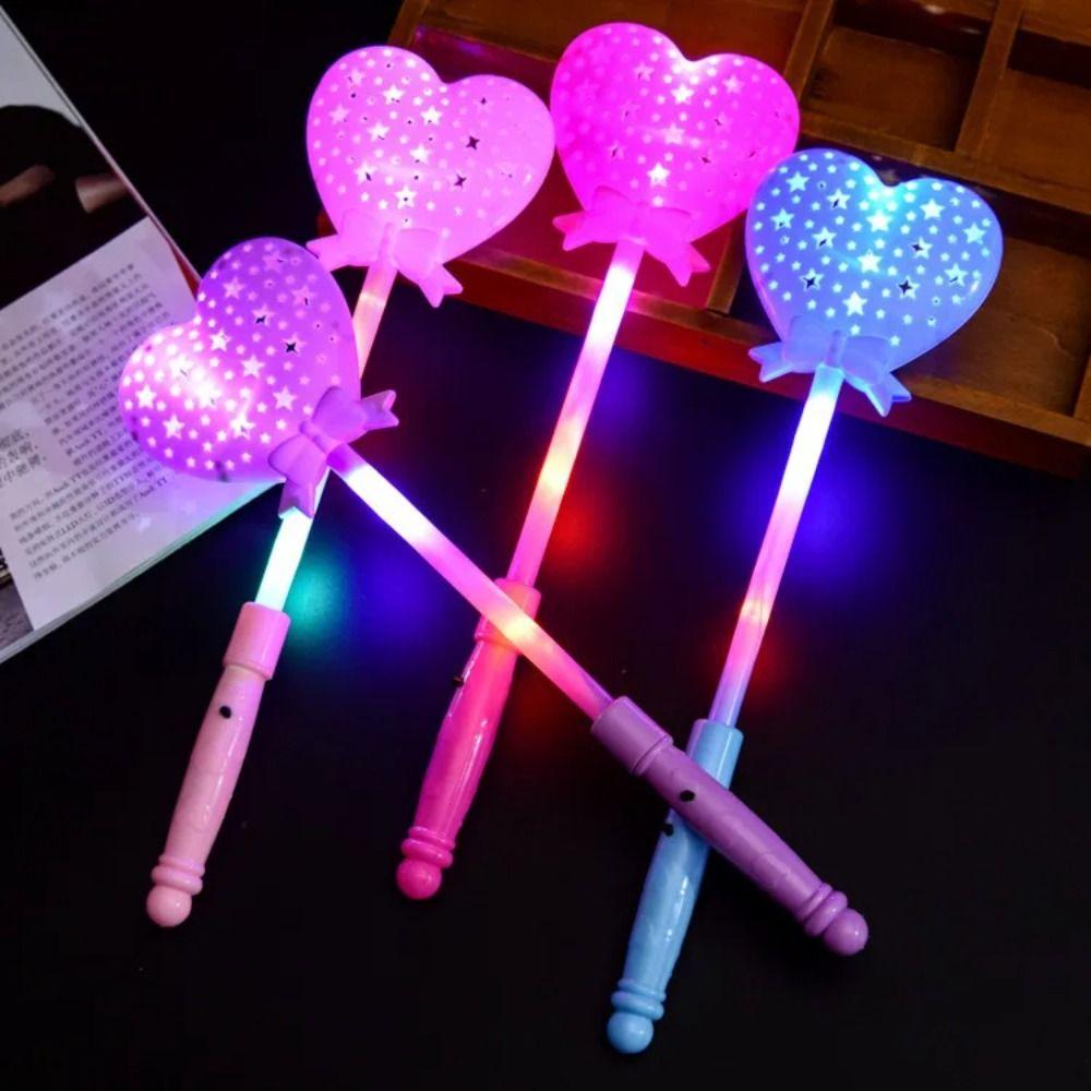 Flash Stars Heart Fairy Flashing Wands Luminous Prop Flash Stars Heart Fairy Stick Kids Toy