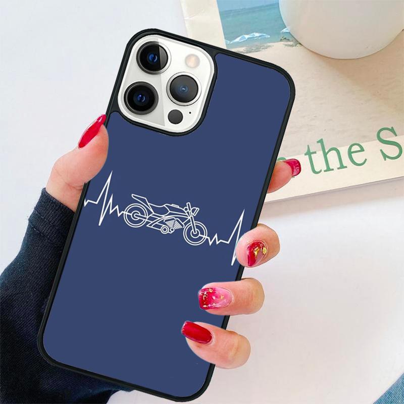 Motorcycle Heartbeat Phone Case For iPhone 17 Air 16 pro max 15 14 plus 12 13 Soft Bumper Shell Cover coque