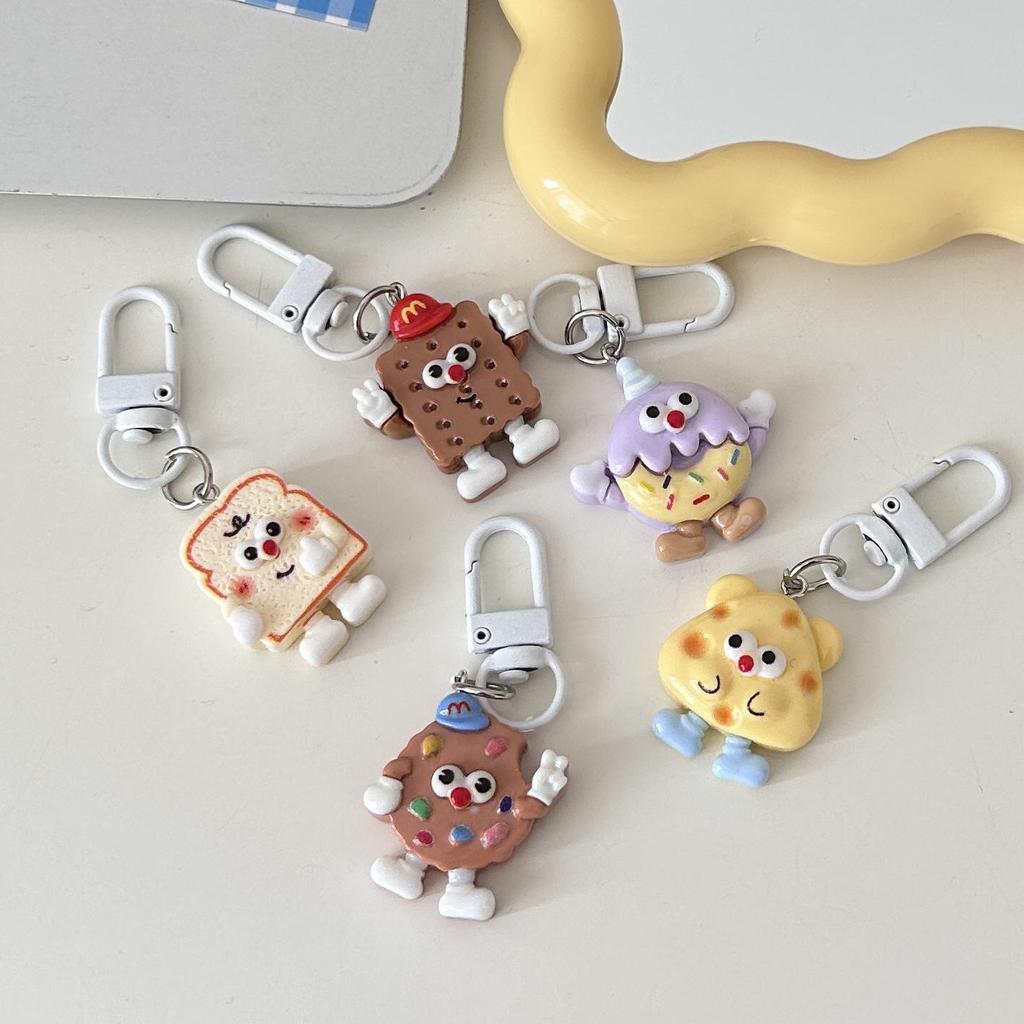 Белый брелок для ключей G72 Button Hands and Feet Cookie Keychain - милый аксессуар в форме сырного печенья