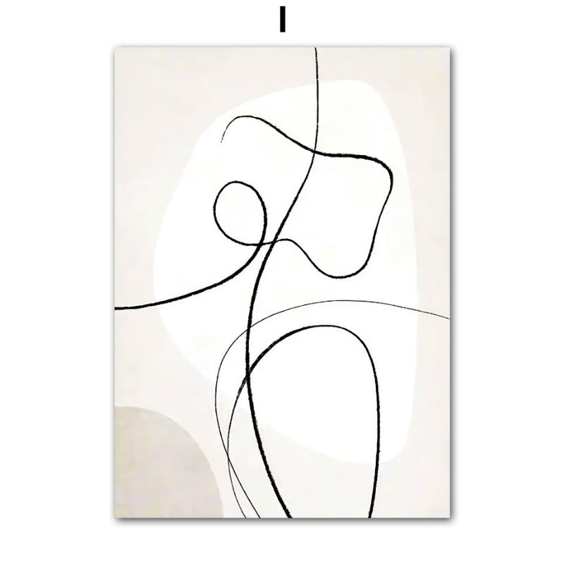 Бежевый Камыш из Морской Травы Одуванчик Линейные Фигуры Настенное Искусство Холст Живопись Постеры и Принты Картинки для Отеля Бара для Декора Гостиной