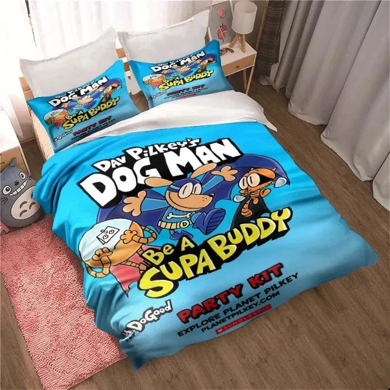 DOG MAN Милый Мультяшный Комплект Постельного Белья Пододеяльник Односпальный Двуспальный King Size Аниме Простыня для Спальни Мальчиков и Взрослых