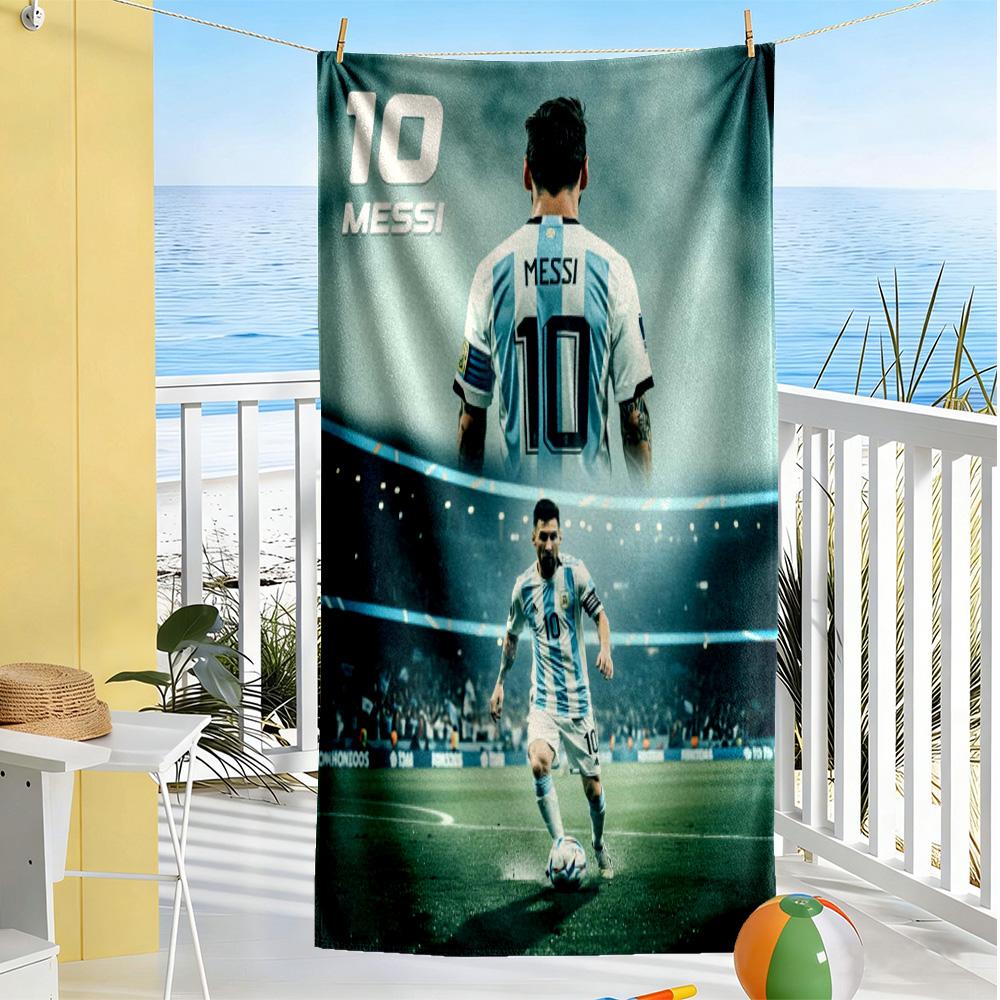 Football Messi Beach Towel High Absorbency Quick-Dry Comfortable Lightweight Suitable for Swimming, Gym, Camping, Yoga Vacation
