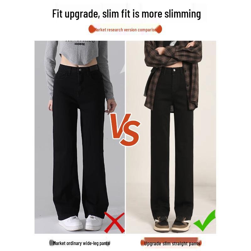 Женские черные джинсы с высокой посадкой, облегающие, прямого кроя, осень 2025