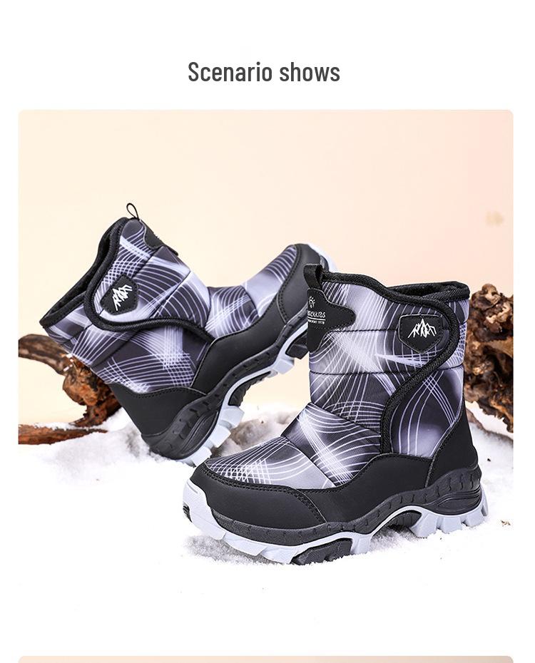 Детские зимние ботинки с высоким голенищем и флисовой подкладкой: Зимние ботинки с нескользящими стальными когтями для мальчиков и девочек