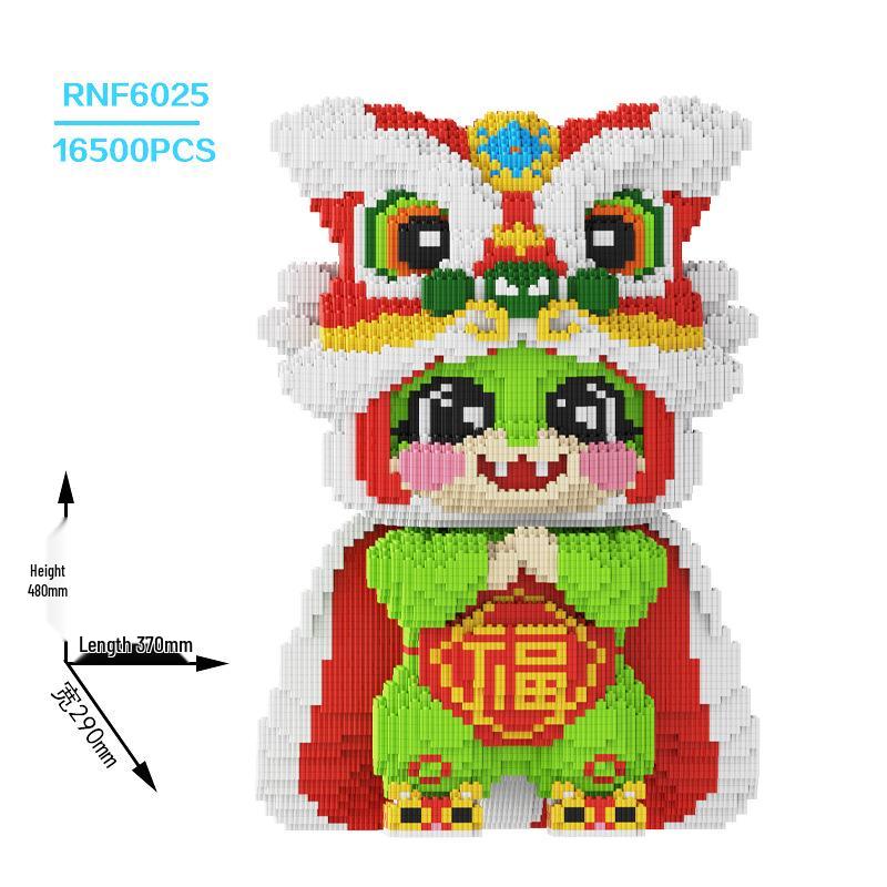 2025 год Змеи Развивающие строительные блоки Игрушка - Зеленая змея Пазл для мальчиков и девочек, Милые украшения и подарки