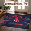 Custom Rug Boston Red Sox Pattern Print Name Text Soft Non‑Slip Floor Carpet for Home Indoor Decoration