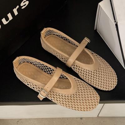 Модные дышащие сетчатые черные балетки женские весенне-летние модные балетки с мягкой подошвой и круглым носком для девочек для повседневной ходьбы по улице