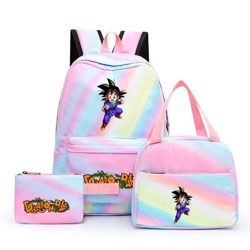 3 шт./компл., разноцветный рюкзак Dragon Ball с сумкой для обеда для женщин, студенческий рюкзак для подростков, повседневные школьные сумки, наборы