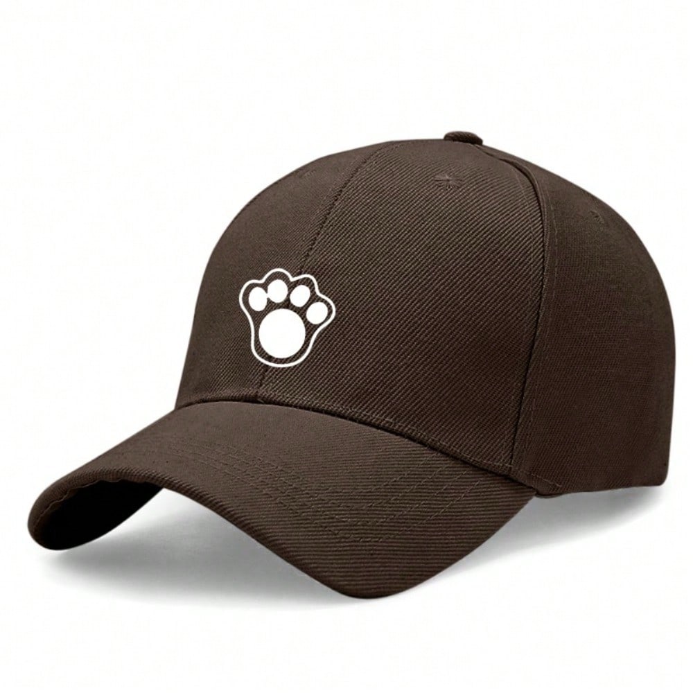 [Cute Paw Print Baseball Cap] Adorable Unisex Paw Print Light Beige Polyester Adjustable Breathable Curved Brim Hat, Pet Lover Gift for Daily Wear