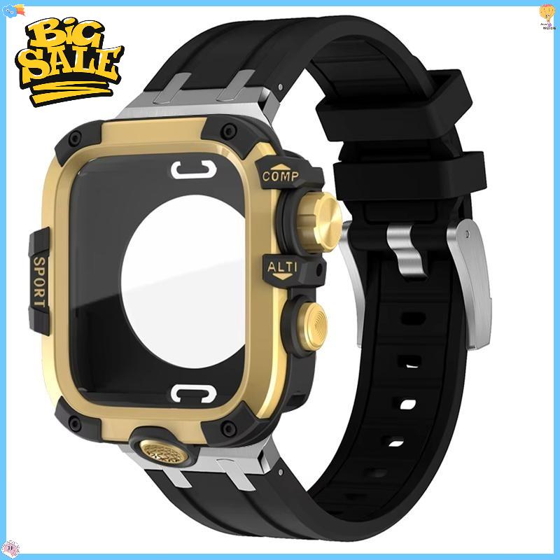 Чехол с полной защитой + ремешок для Apple Watch Ultra 3 2 49 мм Жесткий бампер Защитная пленка для экрана в стиле GWG для iWatch Series 11 10 46 мм 45 мм 4