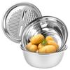 3Pcs Stainless Steel Basin with Grater Multifunctional Stainless Steel Basin Strainer Set Stackable Fruit Washing Bowl for Home
