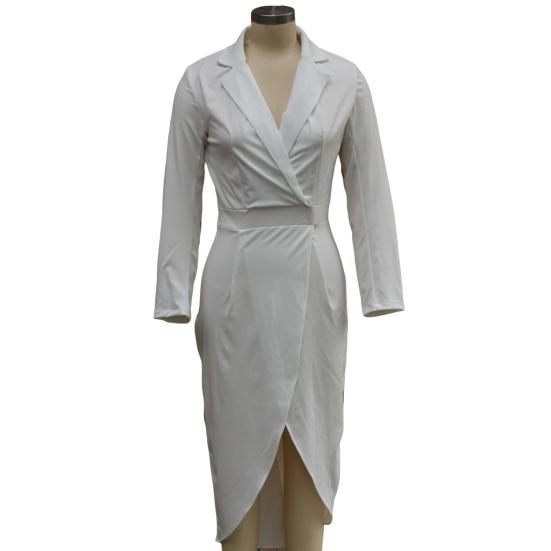 Women's 3/4 Sleeve V Neck Midi Sheath Bodycon Dress Formal Faux Wrap Cocktail Work Dress Office Business Outfit