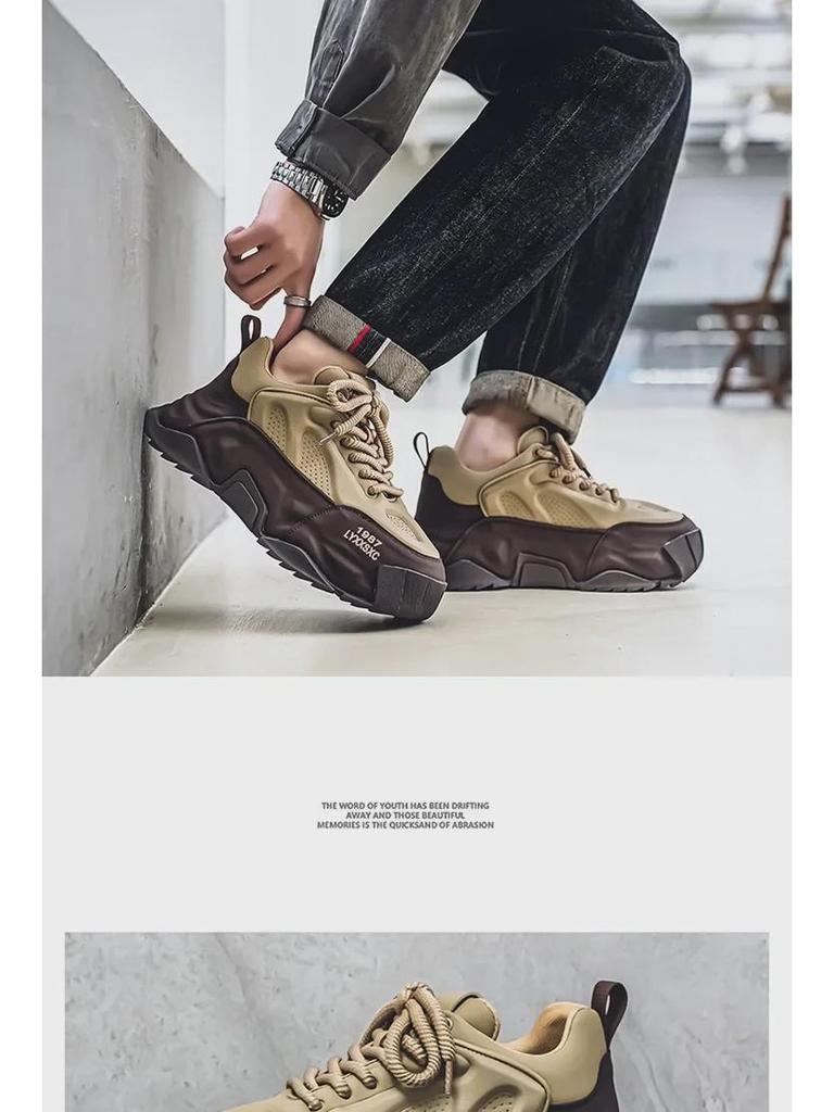 Men's Thick Sole Running Shoes - Breathable, Height-Boosting, Large Size for Autumn/Winter