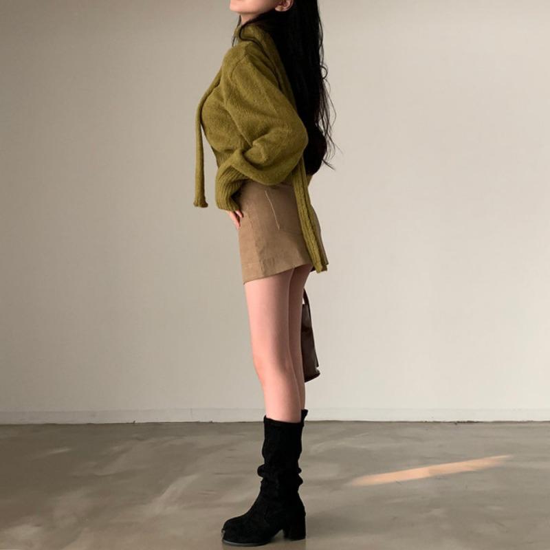 Шикарные зимние новые ретро-вязаные кардиганы с длинным рукавом и V-образным вырезом, женские модные облегающие женские свитера с длинным рукавом, однотонные повседневные короткие свитера 25530