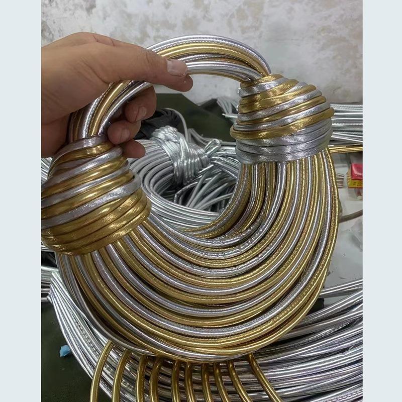 Hand Woven Knotted Noodles with Long Shoulder Straps Hand-wrapped Bag Light and Small