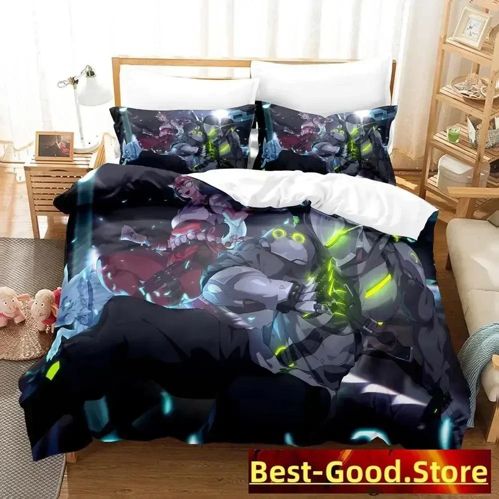 Overwatch 2 Kiriko Heads Bedding Set Duvet Cover Sheet Printed Bed Set Pillowcase Bed Full Queen King Size Comforter Bedroom