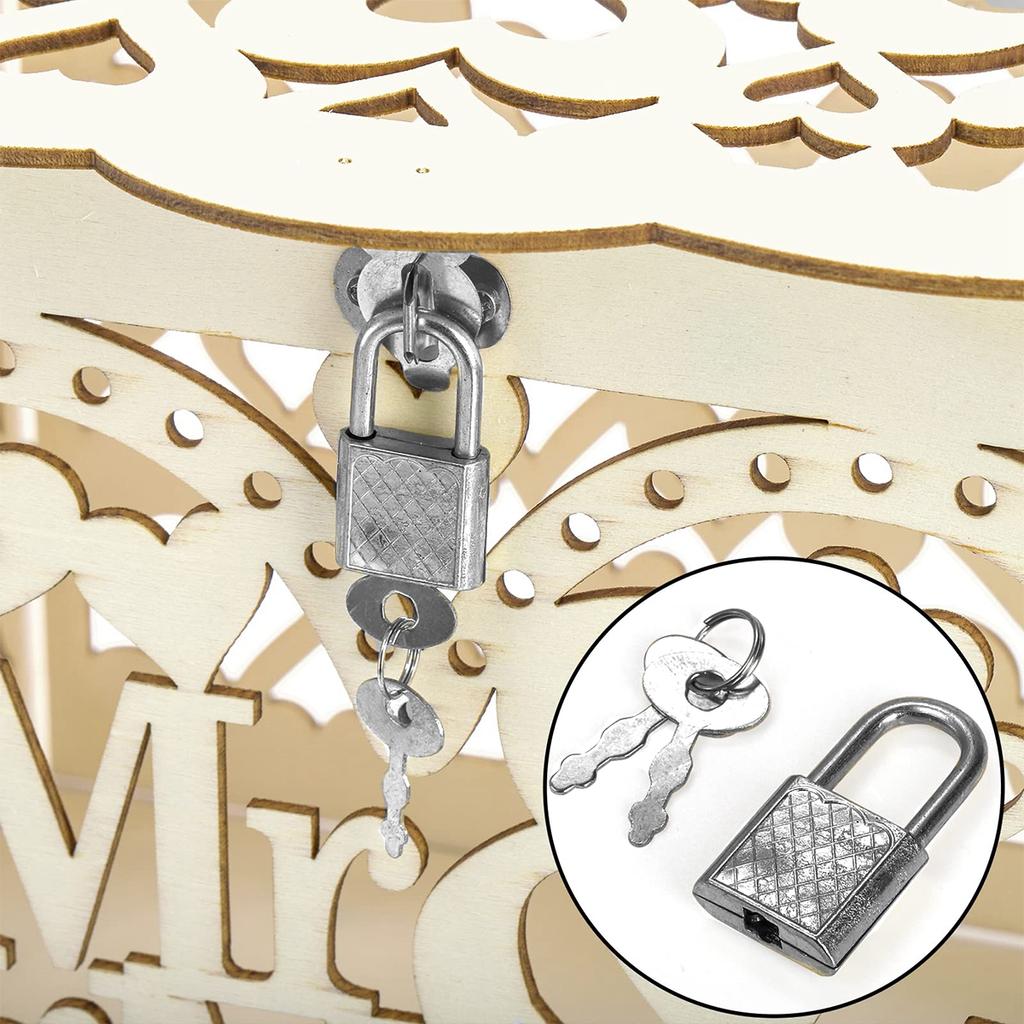 Wedding Card Boxes Wooden Box Wedding Decor Couple Mr&Mrs Pattern Grid Business Card Boxes DIY Wedding Birthday Party Supplies