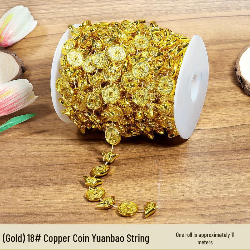 Gold & Silver Electroplated Bead String for DIY Christmas Tree Decorations