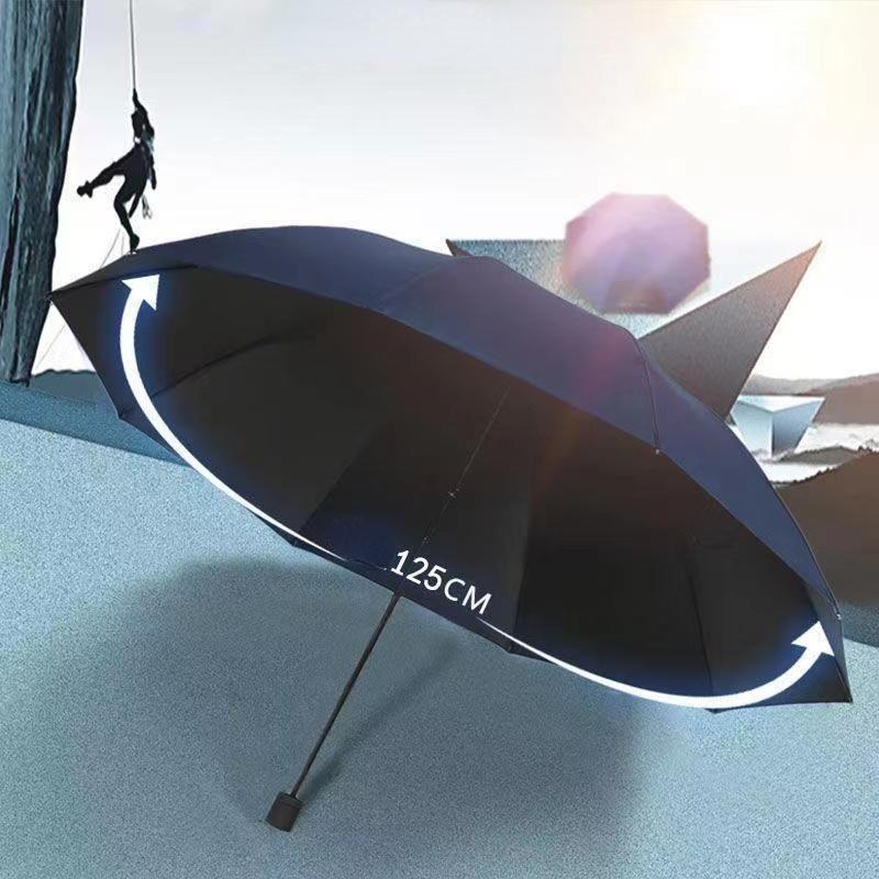 Extra-Large Reinforced Dual-Purpose Umbrella for Men and Women, Rain Gear, Sunny and Rainy, Business, Sunshade, 10-bone