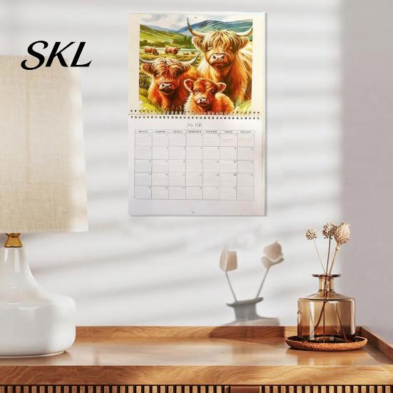 Professional Planning Calendar Highland Cow 2027, 12 Month Wall Hanging Planner with Decorative Desk Large Daily Blocks, Home Office Organizer, Lover