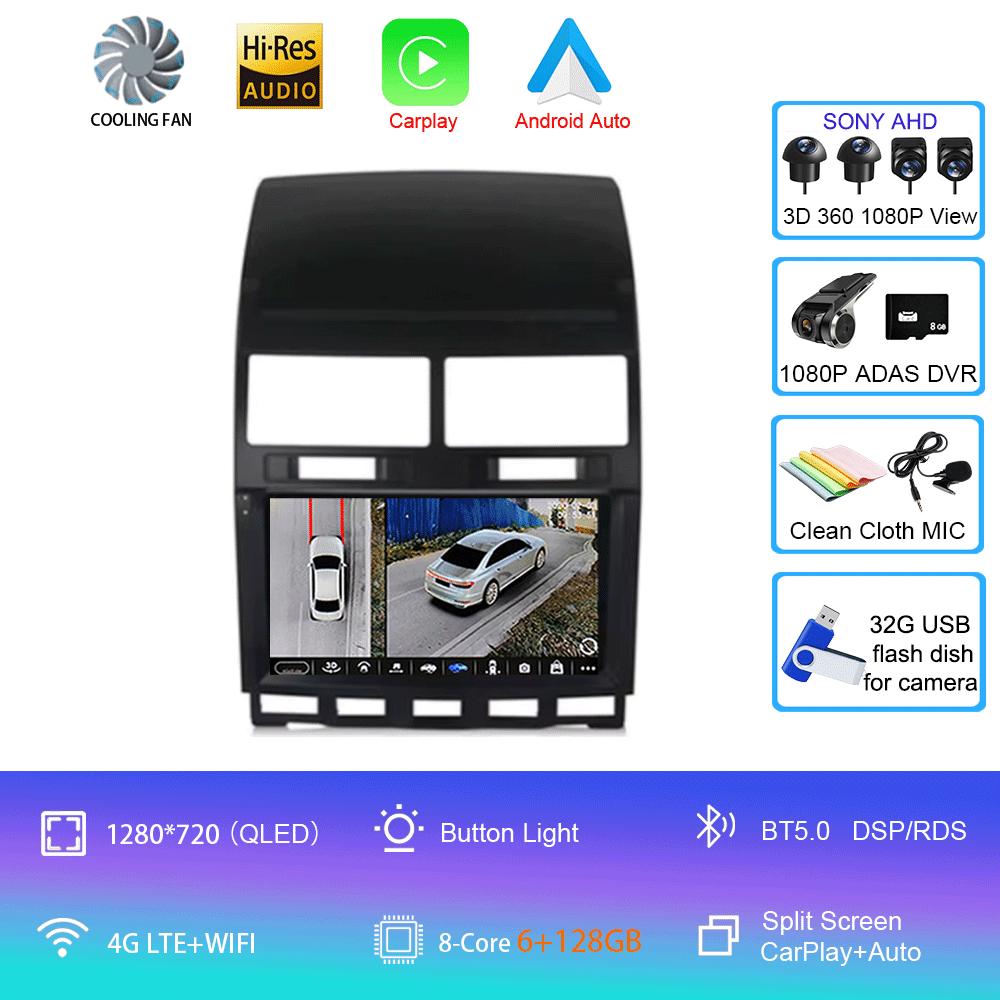 Автомагнитола Android 14 Carplay Auto Для Volkswagen Touareg GP 2002 - 2010 Навигация GPS Мультимедийный плеер Стерео видео wifi+4G BT