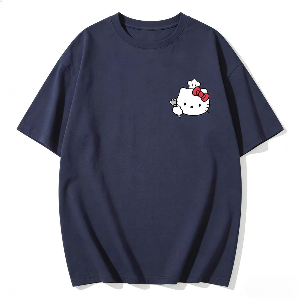 2026 новый летний милый графический топ HelloKitty повседневный хлопковый топ с коротким рукавом для женщин и девочек Каваи мультяшный принт Streetwear