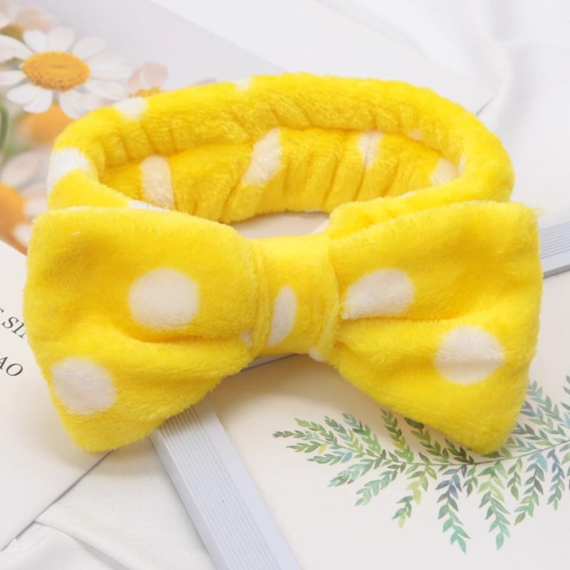 Soft Bow Headbands SPA Yoga Big Solid Color Coral Fleece Elastic Hair Bands Women Washing Face Cute Makeup Hairband Accessories