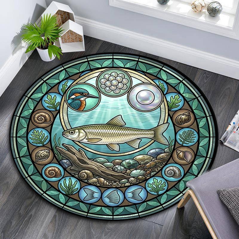 Ocean Life Harmony Round Area Rug Under Office Chairs Bedroom Living Room Home Decor