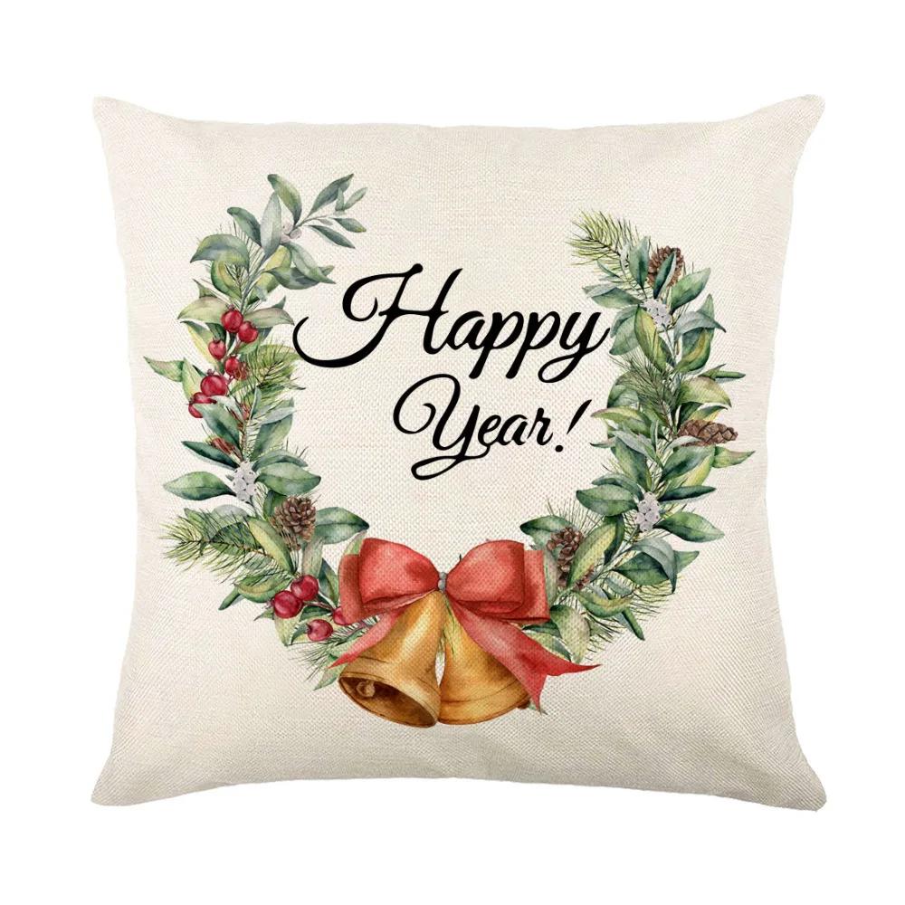 Christmas Cushion Cover Linen Pillow Covers Holiday Decoration Home Decor Salon Sofa Pillow Case Throw/Couch
