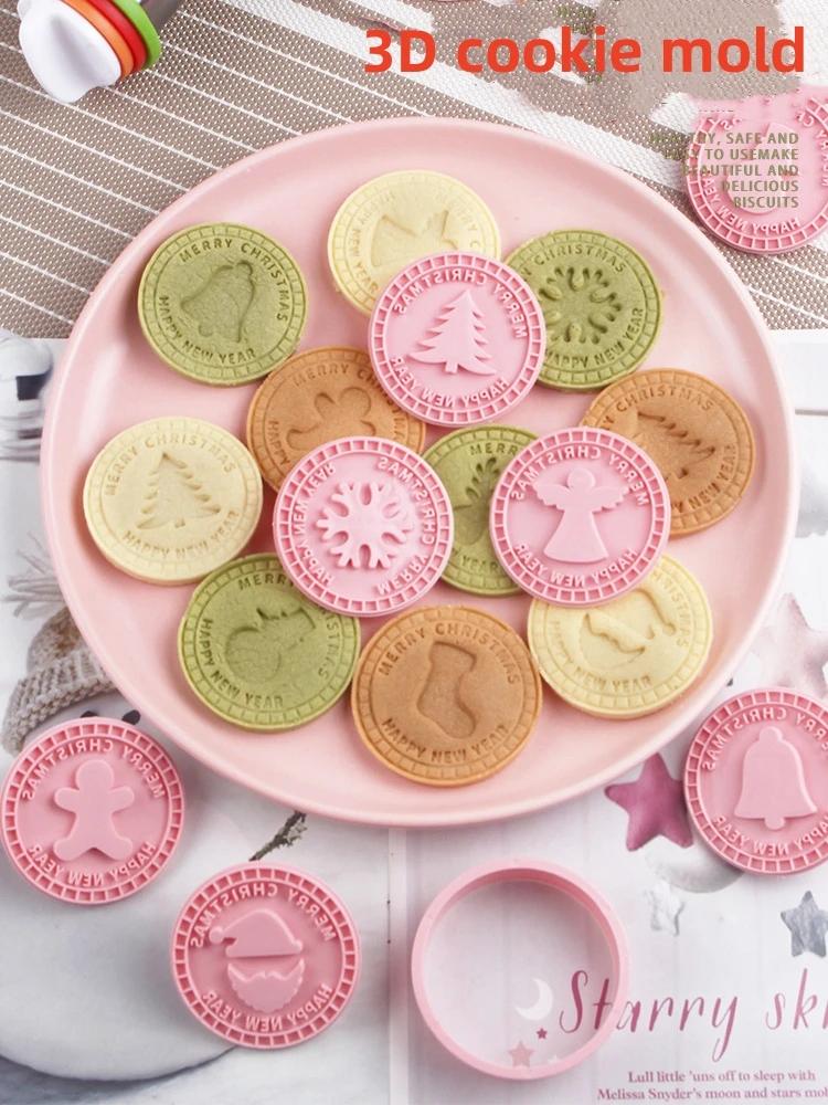 9PCS Christmas Cookie Molds 3D Santa Snowman Cookie Cutters Baking Molds Christmas Pattern Cookie Mould New Year Decoration Tool