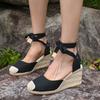 Fashion Wedge Sandals for Women Summer Closed Toe Ankle Strap Slingback Sandals Woman Comfort Lace Up Casual Sandalias