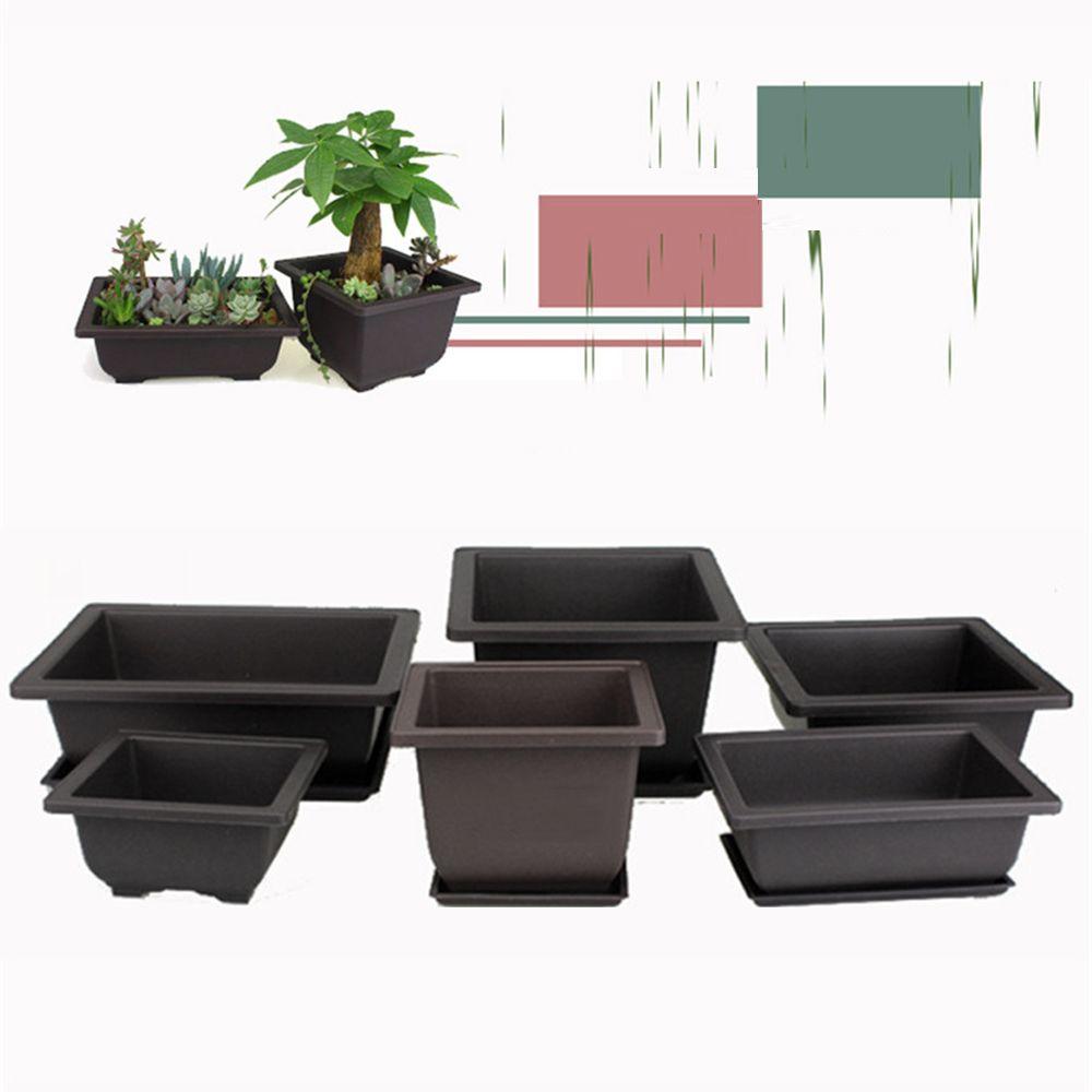 Plastic Planter Square Balcony Plant Bowl Succulent Basin Bonsai Flower Pot