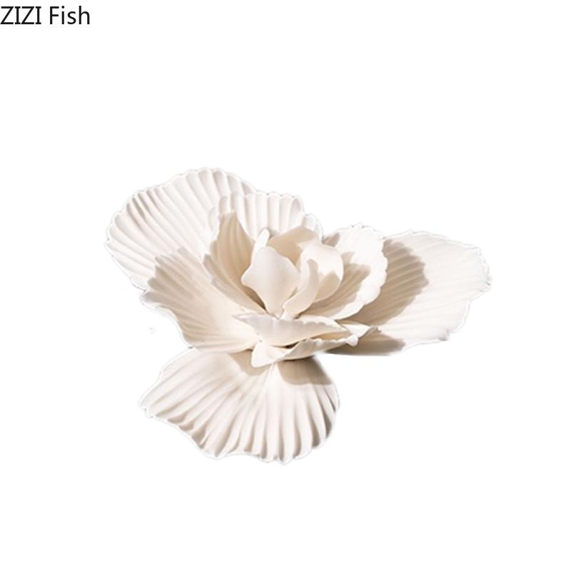 Элегантная Белая Фарфоровая Скульптура Цветка Пиона Настольное Украшение Минималистичное Произведение Искусства Украшения в Виде Цветка Пиона Эстетичный Декор Комнаты