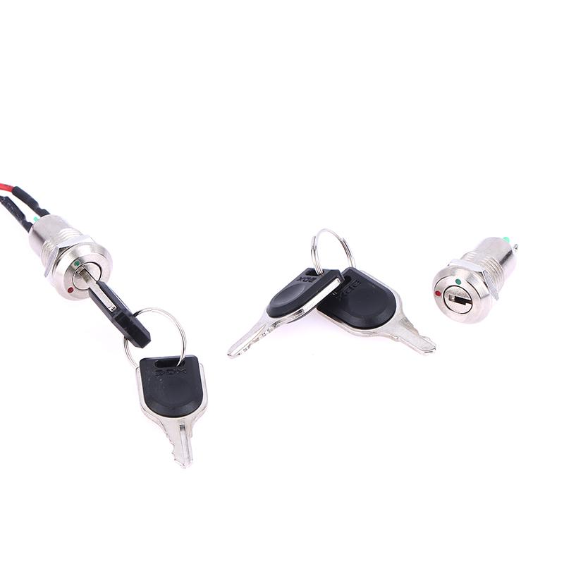 1 шт. 12 мм электронный кнопочный переключатель из цинкового сплава с 2 ключами Вкл/Выкл Блокировка телефона Безопасность Кнопка питания Трубчатые клеммы 2 положения 1А