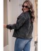 Azura Exchange Gray Plus Size Flap Pocket Raw Edge Corduroy Jacket