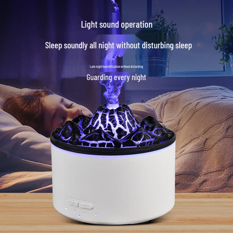Large Capacity Volcano Flame Humidifier & Aroma Diffuser for Hotel Bedrooms