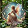 Fairy Forest Round Metal Sign 2D Wall Art Magical Floral Butterfly Decor for Home Cafe Bar