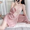 Spring and Summer Kimono Bathrobe Pajamas Sexy Lace Nightgown Set Women's Pajamas Silk Satin Home Wear Casual Wear