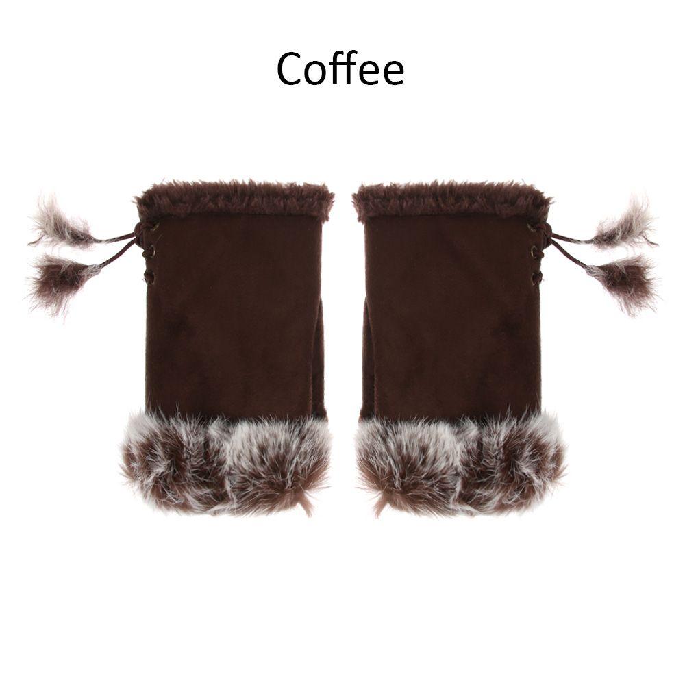 Winter Keep Finger Warm Soft Warm Mittens Fingerless Faux Rabbit Hair Gloves Thicken Warm