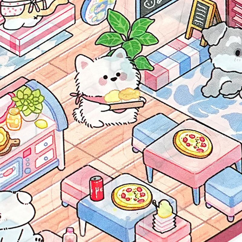 1 набор мультяшных ресторанных миниатюрных сцен для пекарни, 3D-наклеек для ландшафтного дизайна, визуальные трехмерные наклейки для укладки