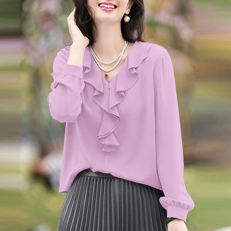 ZANZEA Женская блузка с оборками, V-образным вырезом, повседневная, с длинным рукавом