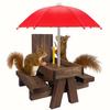 Wooden Squirrel Feeder with Umbrella and Corn Cob Holder - Ideal for Outdoor Dining and Entertainment